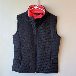 Jack Nicklaus black Quilted Vest with Pink Lining large